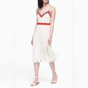 NWT Banana Republic Colorblock pleated dress in red, white and light blue